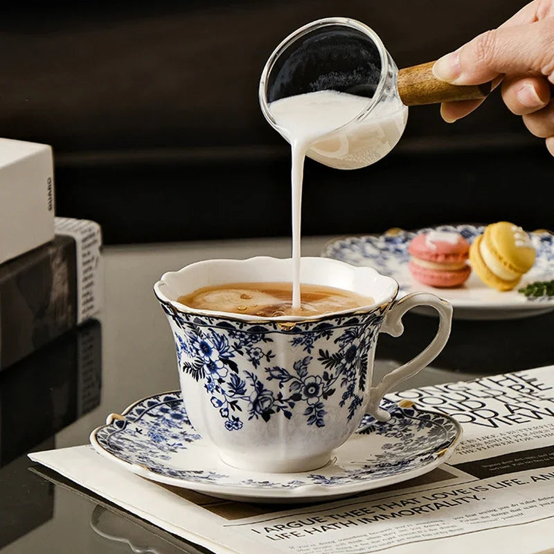 "English Vintage" Blue & White Porcelain Cup & Saucer Set