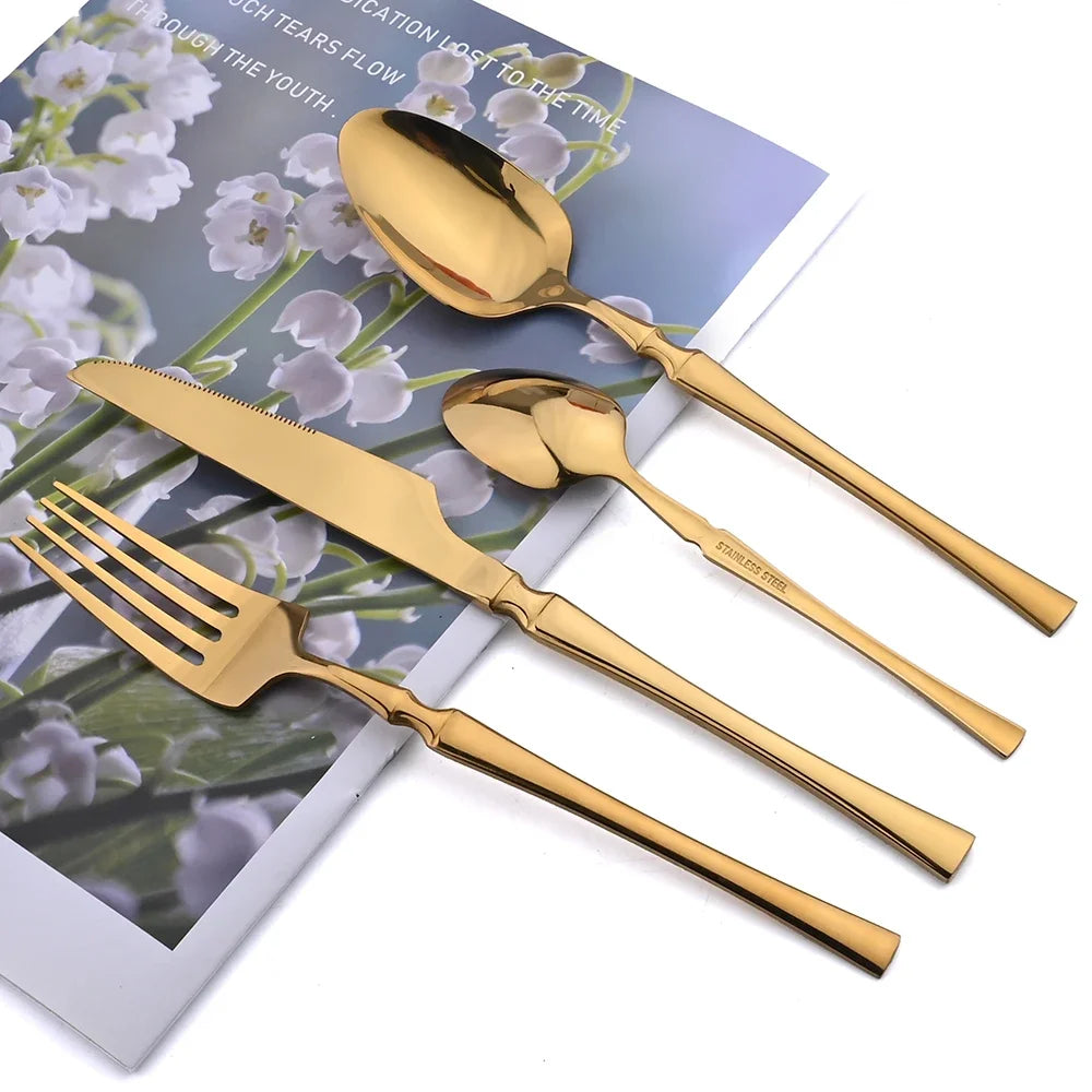 Mirror Gold 24Pcs Cutlery Set.