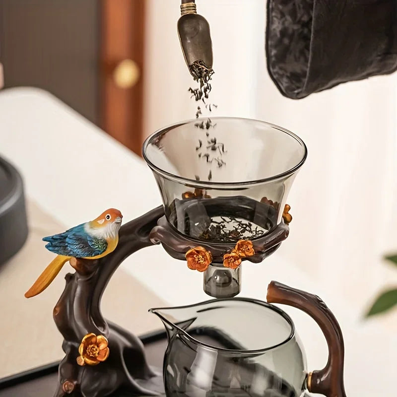 "Lucky Magpie" Semi-Auto Glass Tea Set (Full Set with Tray)