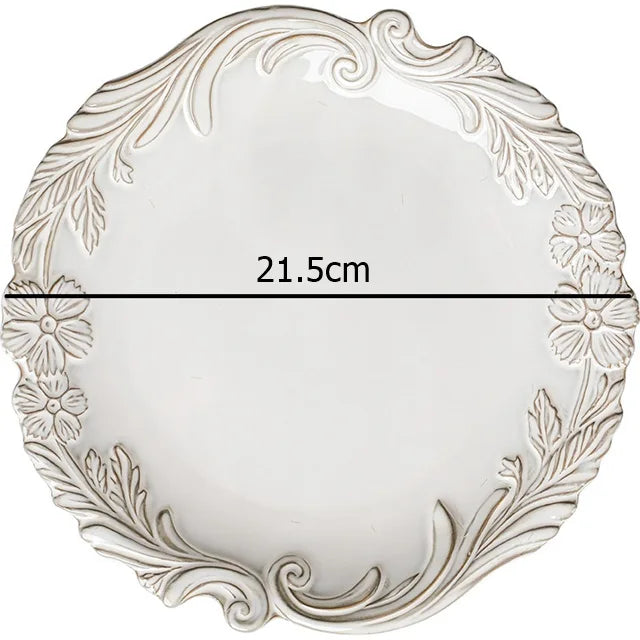 Vintage Stamped Floral Porcelain Plate – Elegant Serving Dish for Pasta & Desserts