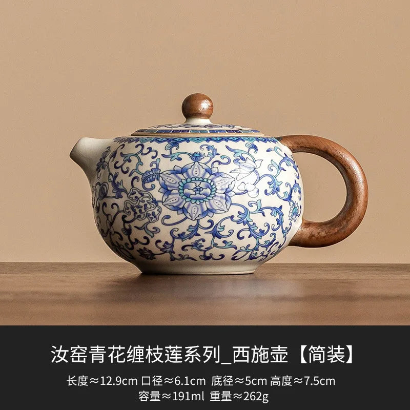 High-End Chinese Ru Ware Teapot & 2 Cups Set