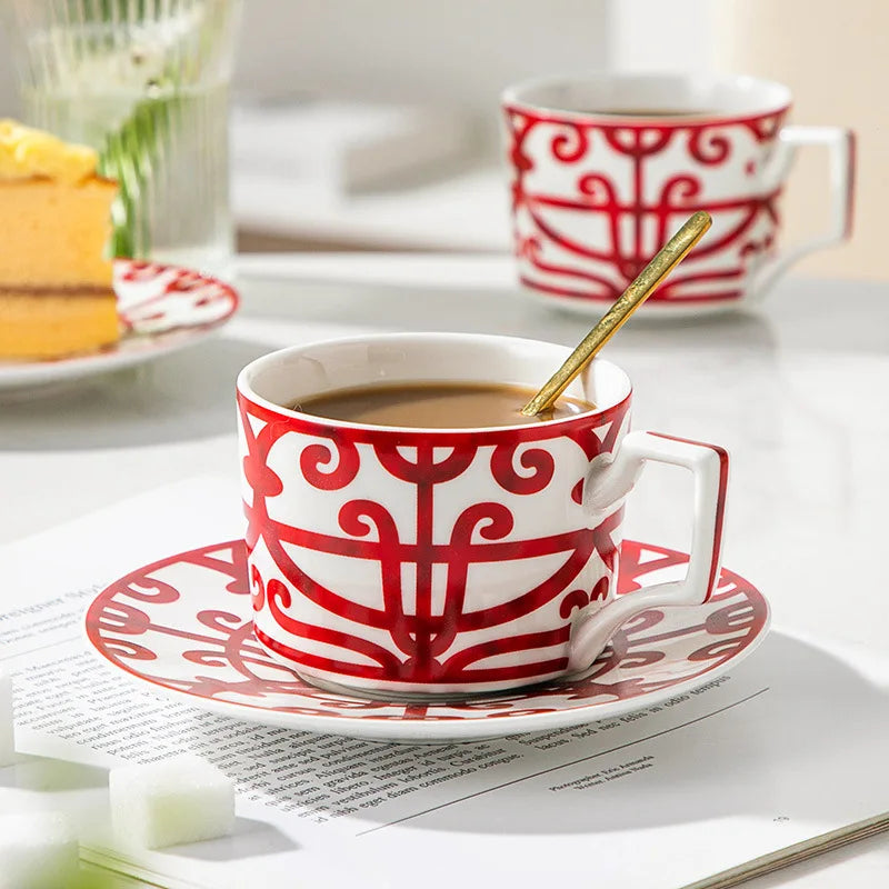 Classic English Style Ceramic Coffee Cup & Saucer Set