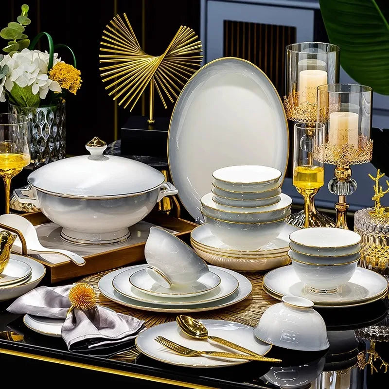 Light Luxury Ceramic Dinner Set (High-Grade)
