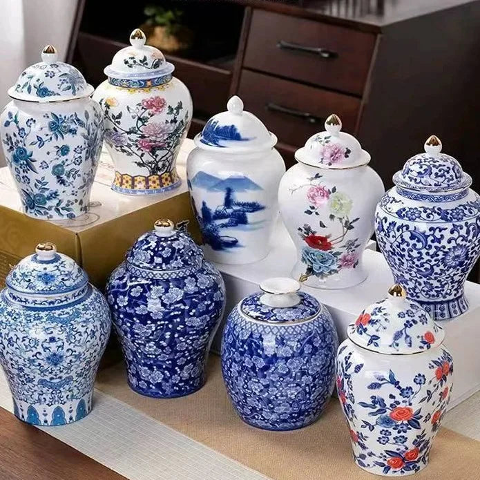 Classic Blue & White Porcelain Tea Canister – Moisture-Proof Storage Jar