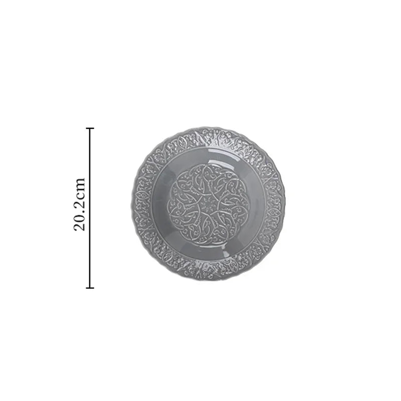 French Modern Gray Ceramic Dinnerware Collection – Luxury Steak Plates & Soup Bowls