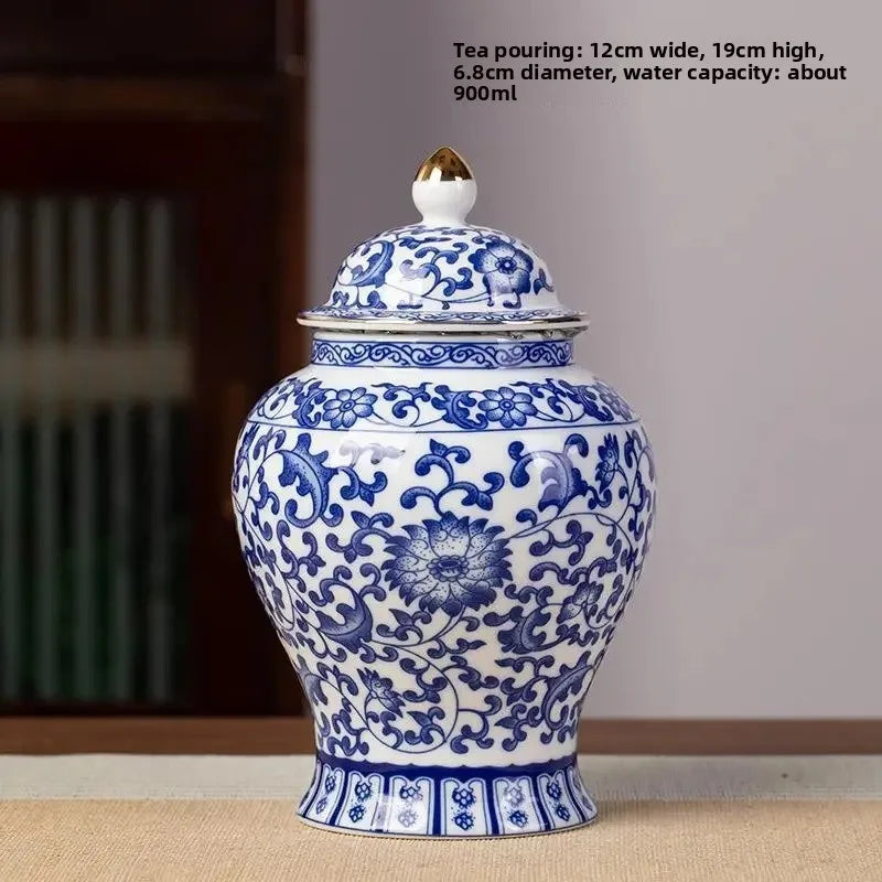 Classic Blue & White Porcelain Tea Canister – Moisture-Proof Storage Jar
