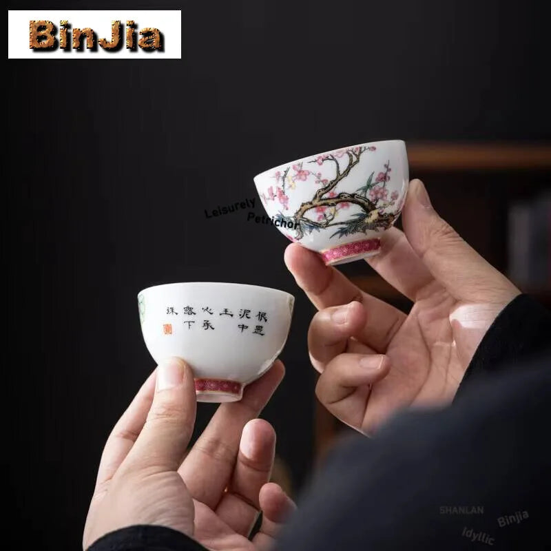 "Twelve Flower Gods" Enamel Tea Cup Set (12 Pcs Gift Box)