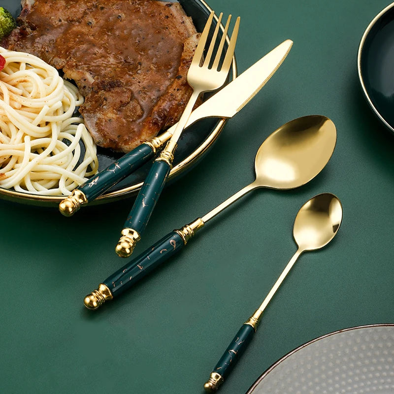 Luxury Marble Flatware with Stand.