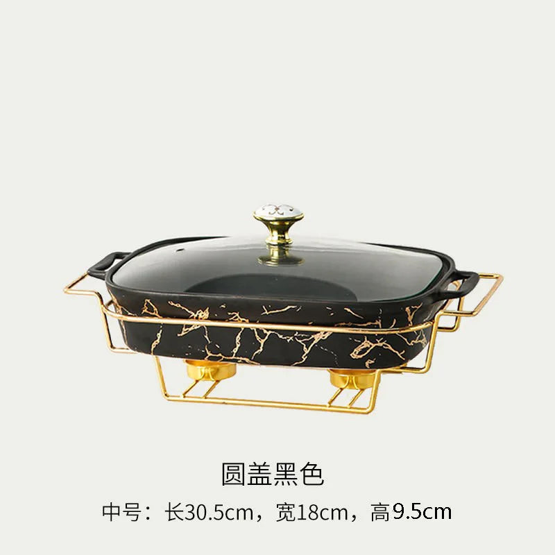 Rectangular Amphora Ceramic Casserole with Candle Warmer