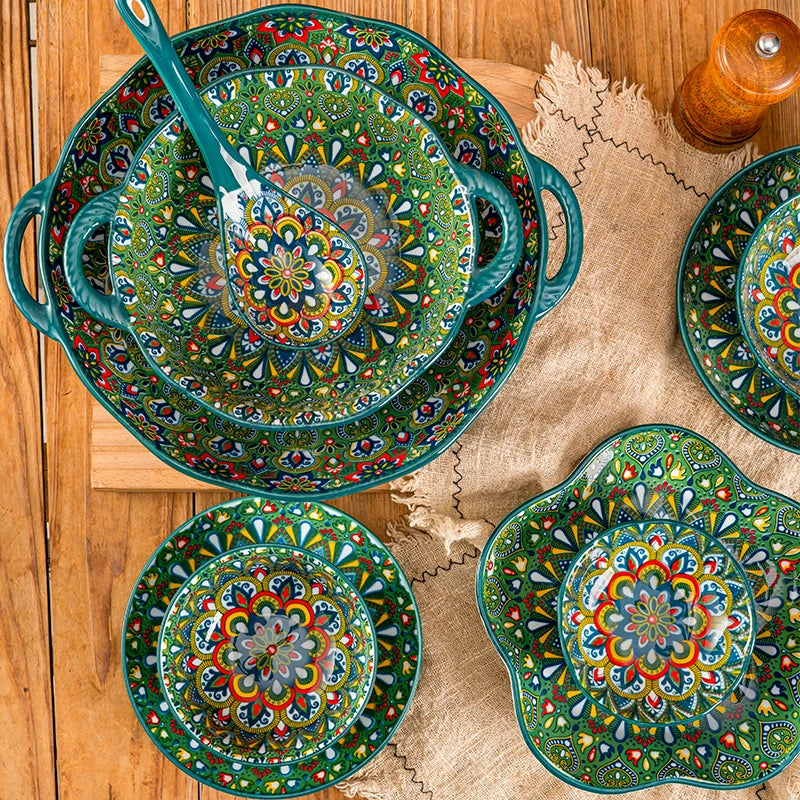 Creative Modern Ceramic Tableware Collection – Handle Bowls & Steak Plates