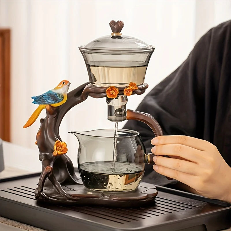 "Lucky Magpie" Semi-Auto Glass Tea Set (Full Set with Tray)