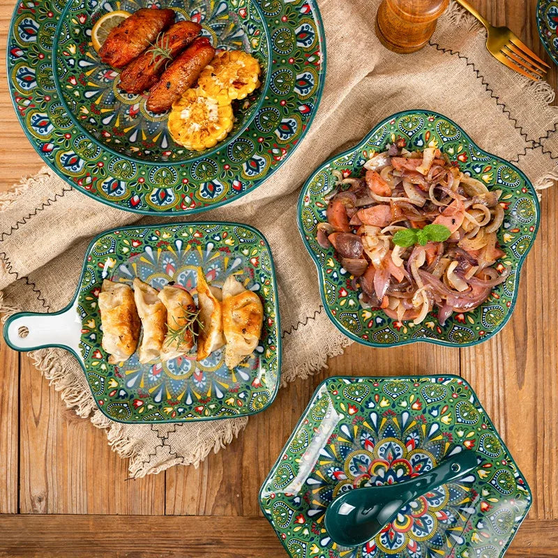 Creative Modern Ceramic Tableware Collection – Handle Bowls & Steak Plates