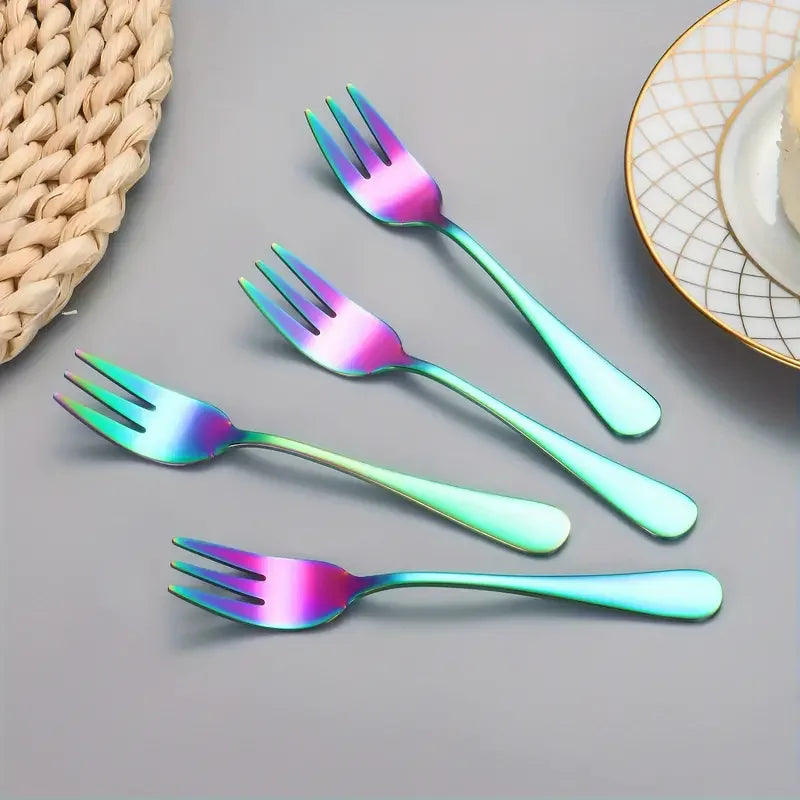 Modern Steel Snack Forks (4Pcs).