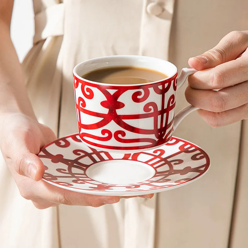 Classic English Style Ceramic Coffee Cup & Saucer Set