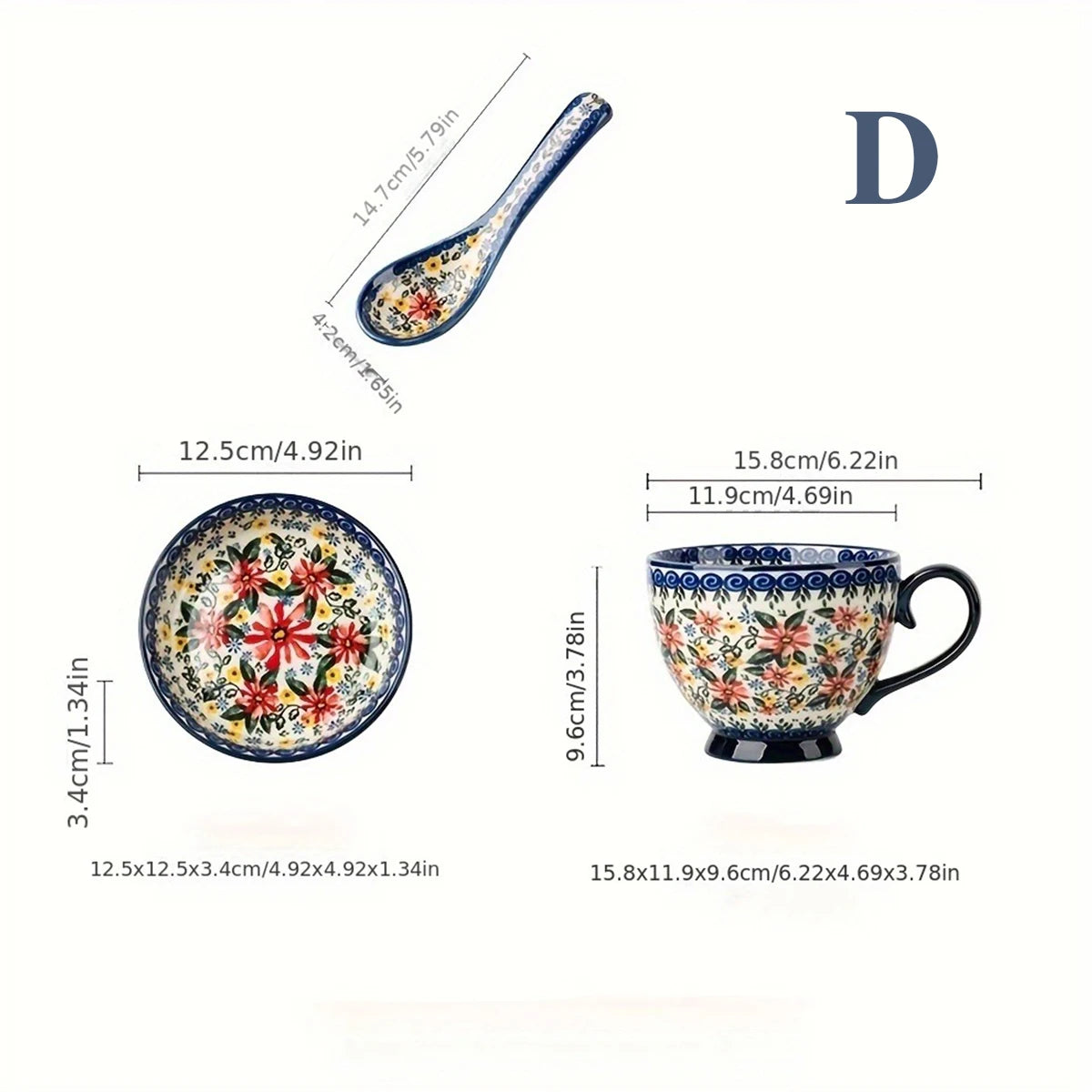 3-Piece Polish Pottery Mug Set with Lids (Gift Box)