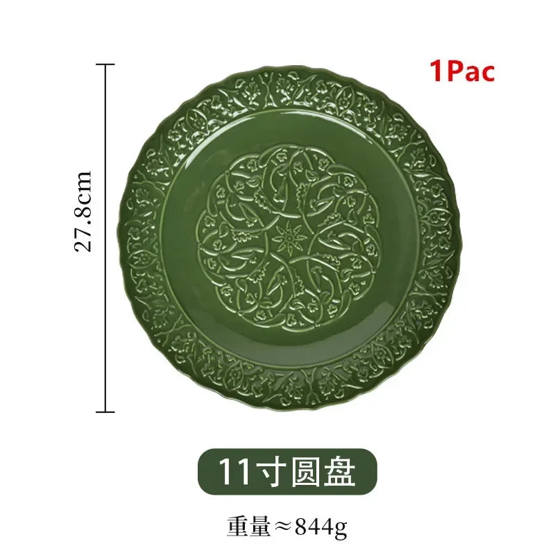 Retro Ceramic Dinnerware Set – Fish & Vegetable Serving Plates