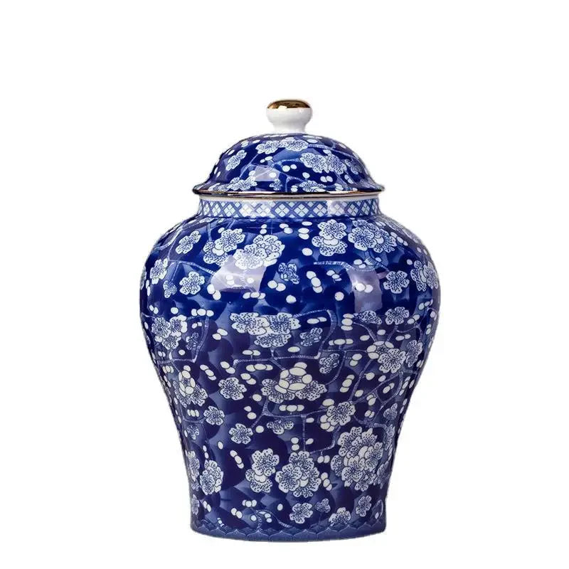 Classic Blue & White Porcelain Tea Canister – Moisture-Proof Storage Jar