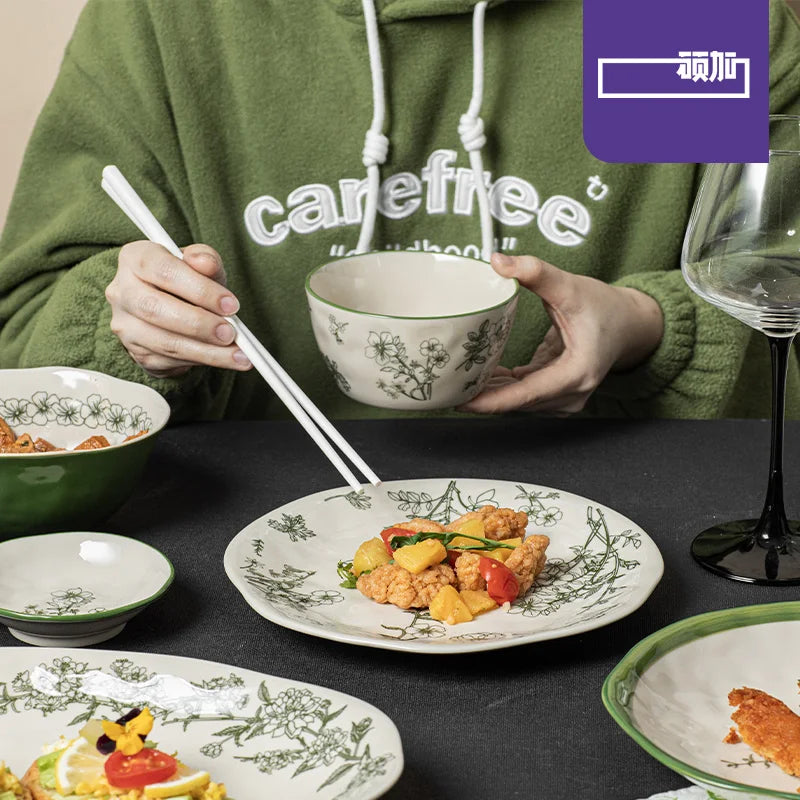 Vintage Charm Heat-Resistant Ceramic Dinnerware Set – Lead-Free & Microwavable