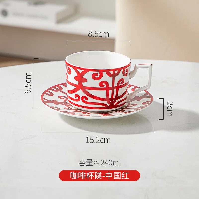 Classic English Style Ceramic Coffee Cup & Saucer Set