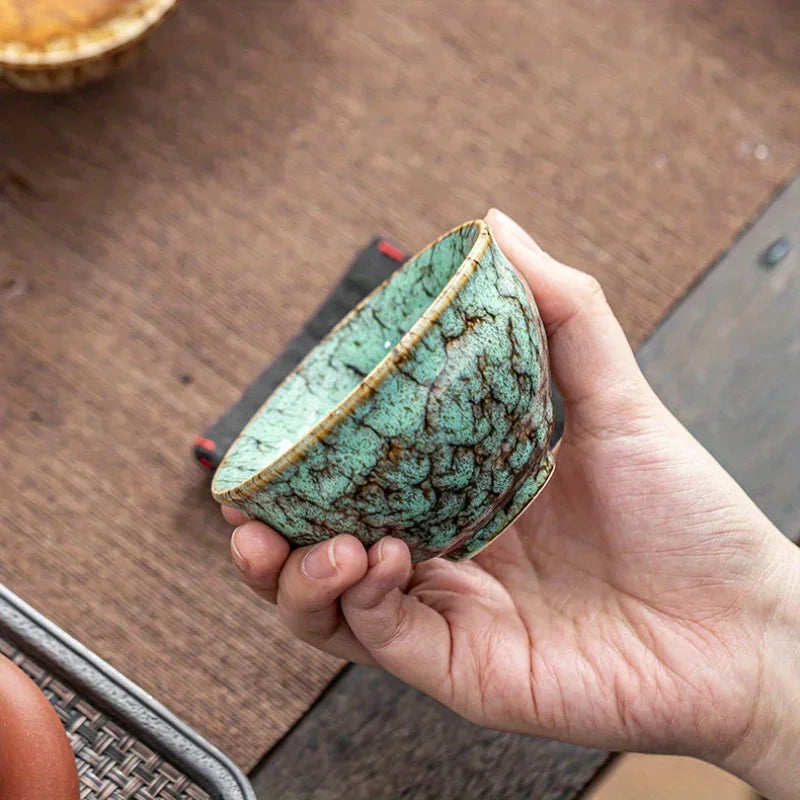 Handmade Jianzhan Kung Fu Tea Cup Set (5 Pieces) – Traditional Kiln Change