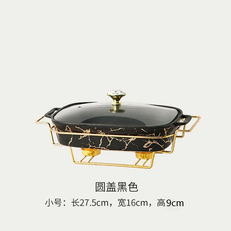 Rectangular Amphora Ceramic Casserole with Candle Warmer