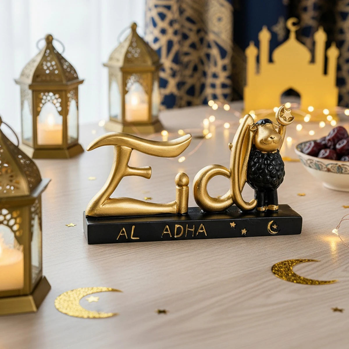 Eid Al-Fitr Lamb Holding Star & Moon Statue