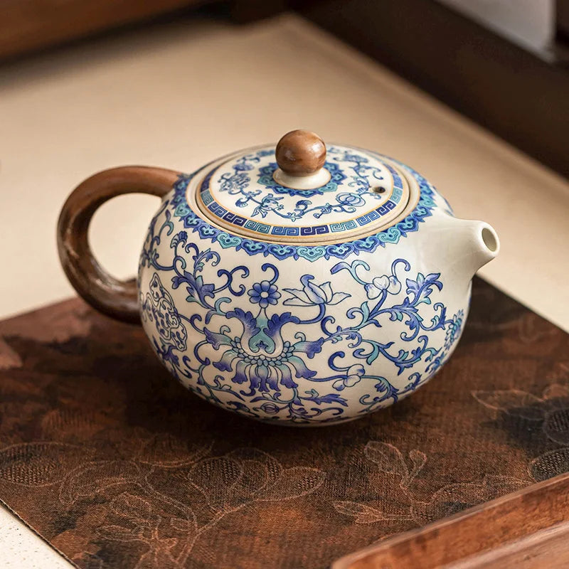 High-End Chinese Ru Ware Teapot & 2 Cups Set