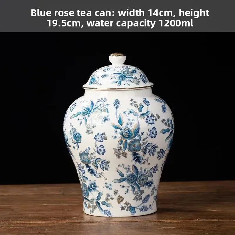 Classic Blue & White Porcelain Tea Canister – Moisture-Proof Storage Jar