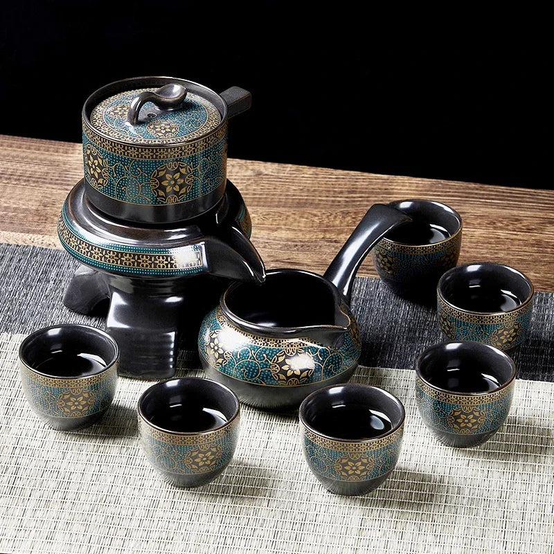 High-End Ceramic Kung Fu Set with Rotating Brewer