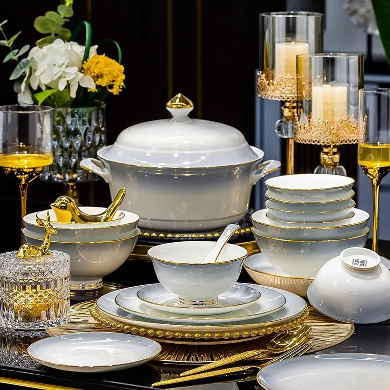 Light Luxury Ceramic Dinner Set (High-Grade)