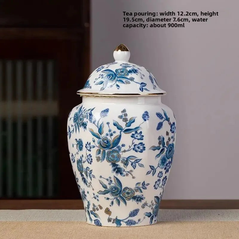 Classic Blue & White Porcelain Tea Canister – Moisture-Proof Storage Jar