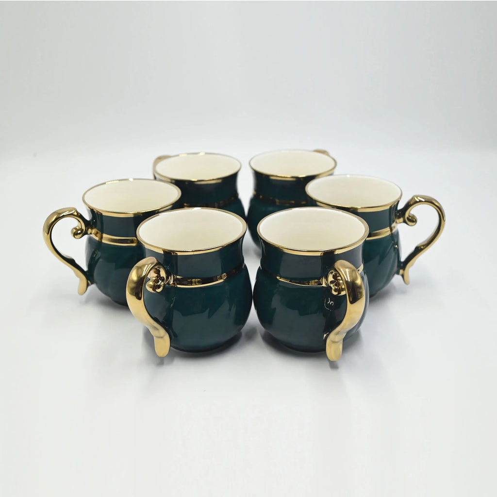 English Emerald Green & Gold Tea Cup Set (8pc/6pc)