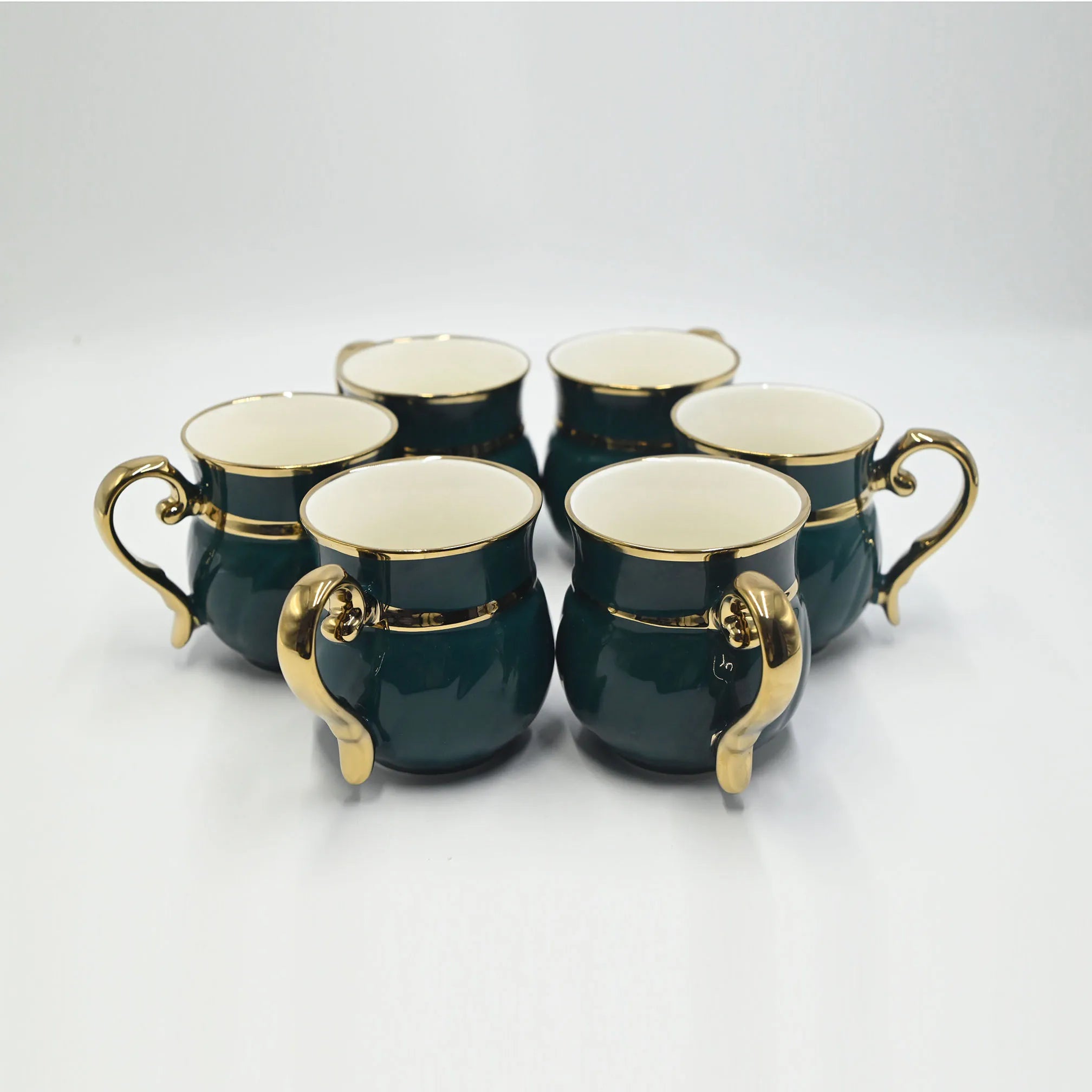 English Emerald Green & Gold Tea Cup Set (8pc/6pc)