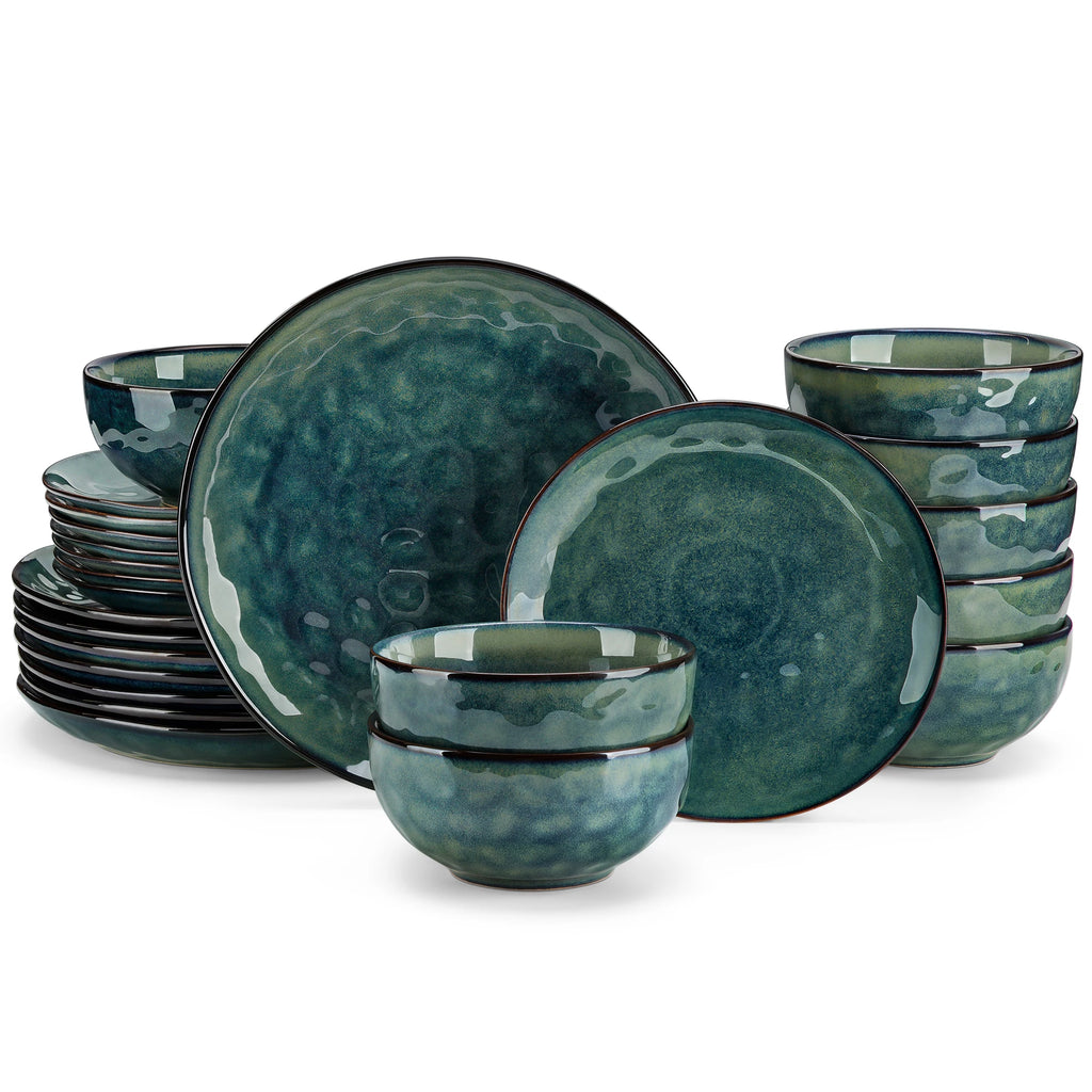 vancasso "Starry Green" Reactive Glaze Stoneware Dinner Set (12/24 Pieces)