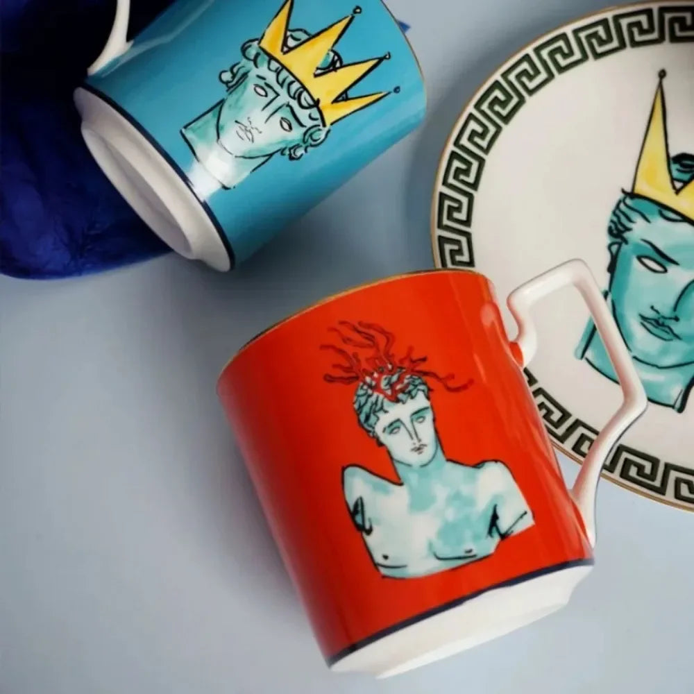 Sea God Creative Ceramic Mug & 8" Plate Set
