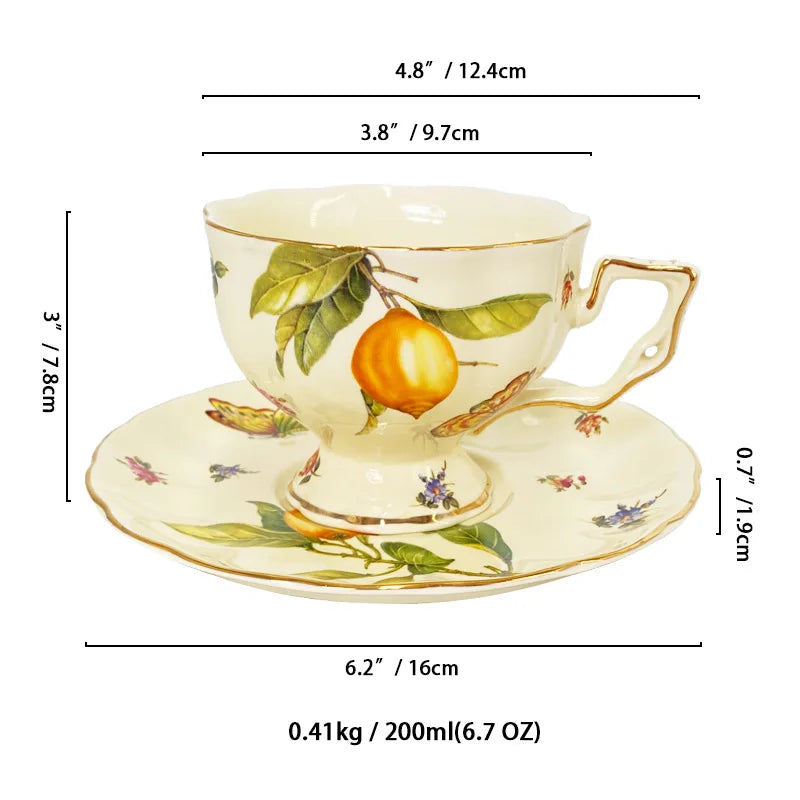 Retro Gold-Trimmed Coffee Cup.