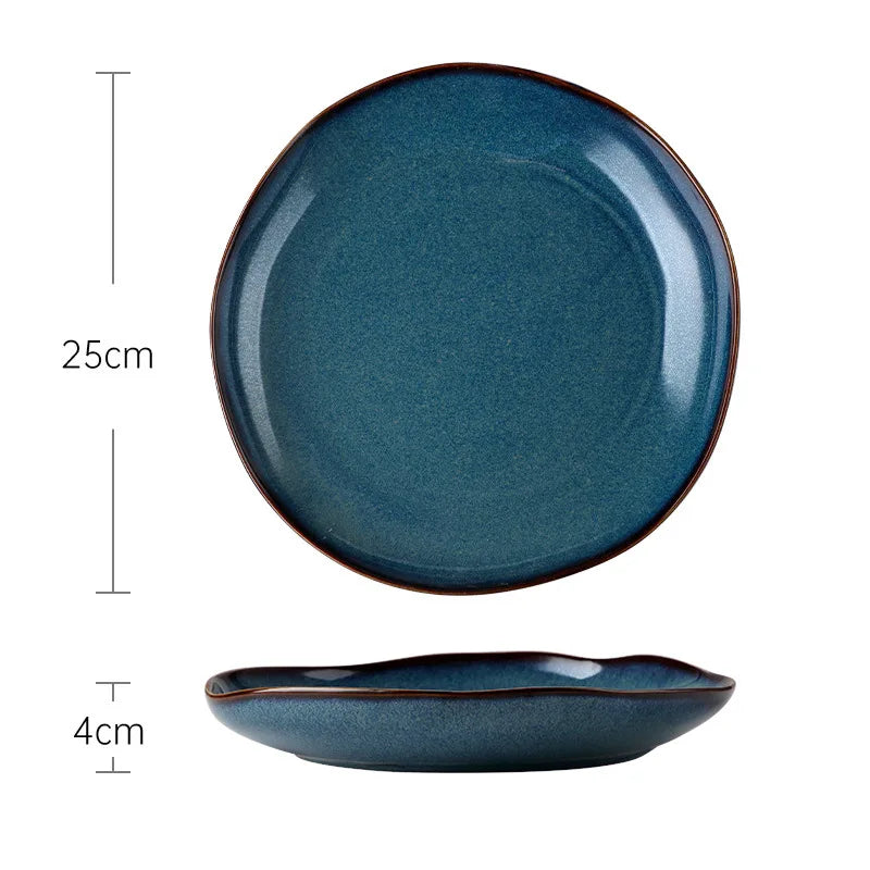 LingAo Japanese Kiln Glazed Ceramic Dinnerware Set – Artisan Bowls & Plates