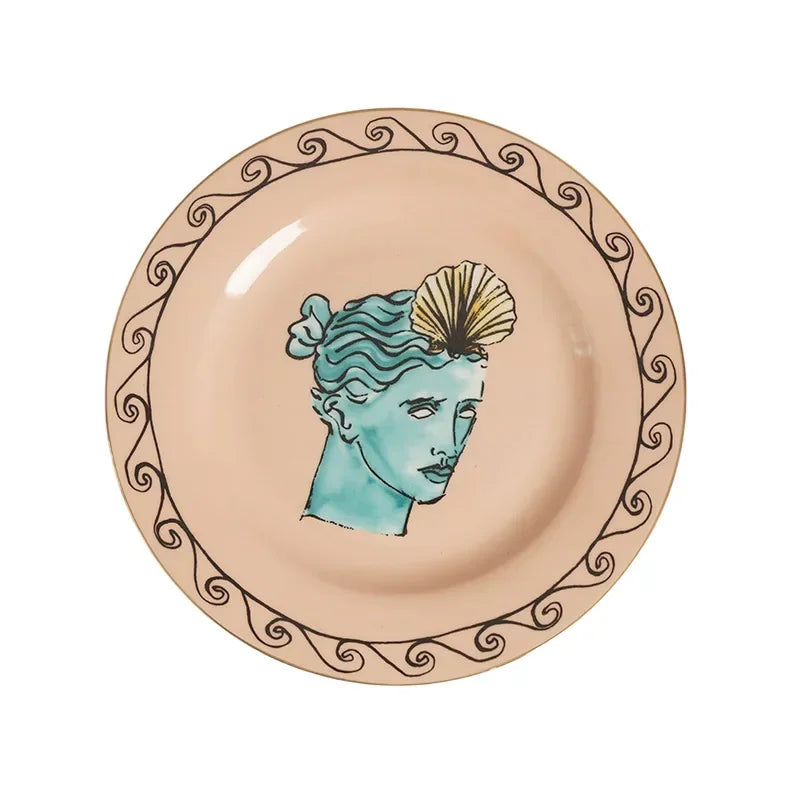 Sea God Creative Ceramic Mug & 8" Plate Set