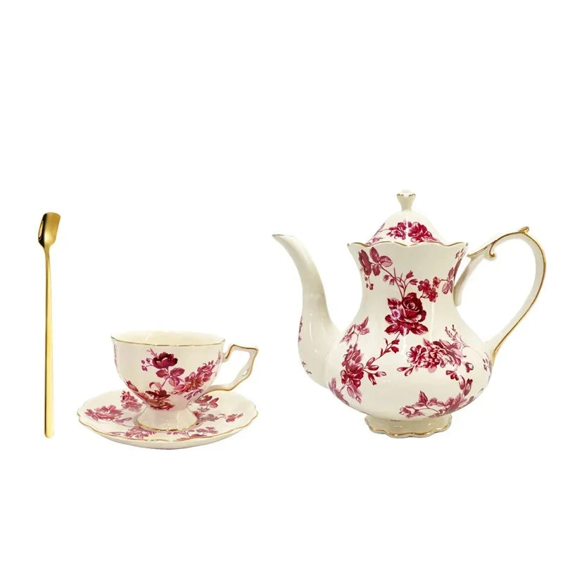 Vintage European Gold-Rimmed Tea Set