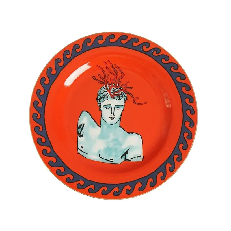 Sea God Creative Ceramic Mug & 8" Plate Set