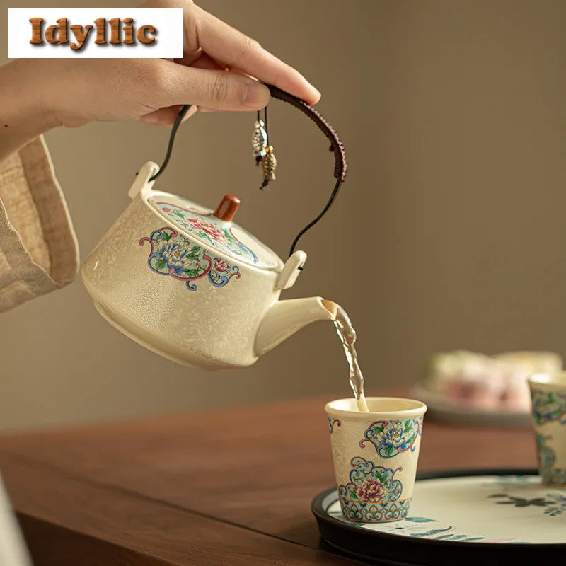 Zen Ceremony Tea Set – Luxury Hand-Painted Peony