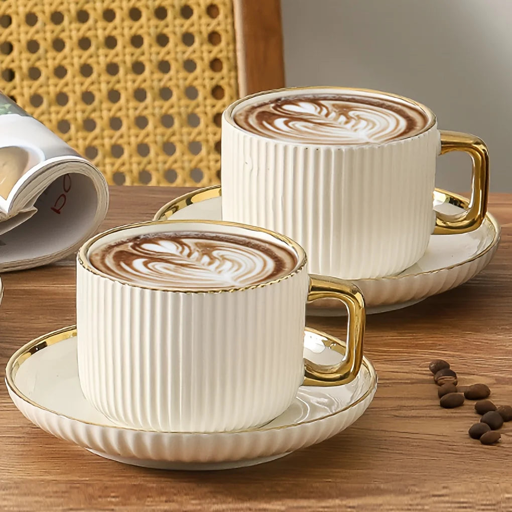 Royal Gold-Rimmed Coffee Cup.
