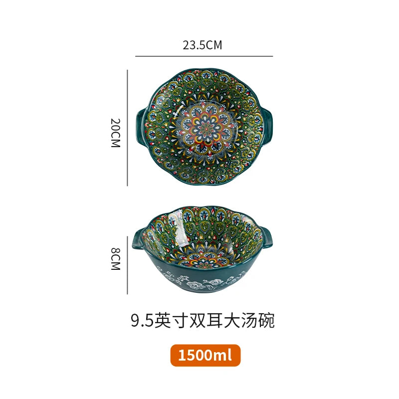 Creative Modern Ceramic Tableware Collection – Handle Bowls & Steak Plates