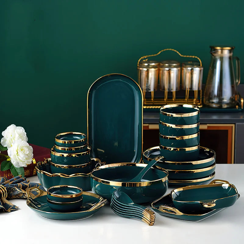 Royal Emerald 18Pcs Dinnerware Set.