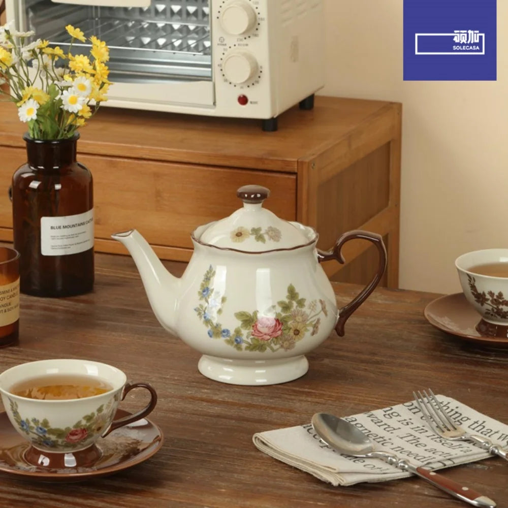 SOLECASA Vintage Floral Tea Set – Pot & Cups (Gift Box)
