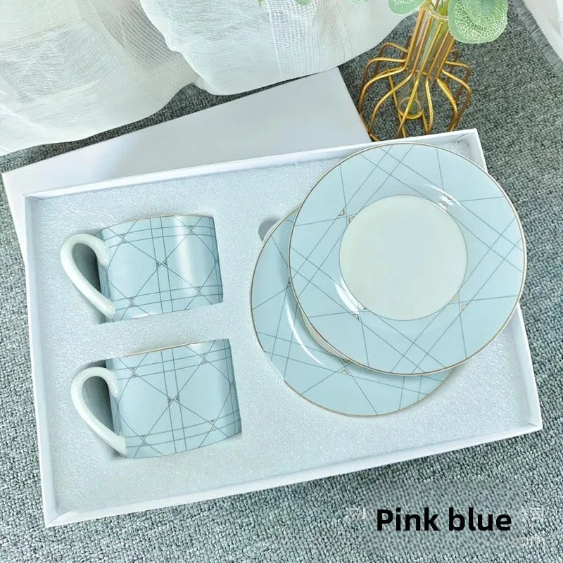 Fashionable European Style Red Tea & Coffee Set (2 Cups + 2 Plates) – Luxury Gift Box