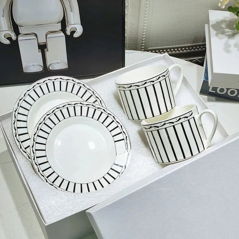 Fashionable European Style Red Tea & Coffee Set (2 Cups + 2 Plates) – Luxury Gift Box