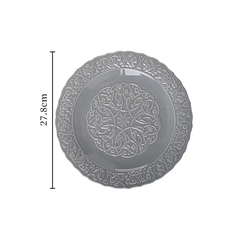 French Modern Gray Ceramic Dinnerware Collection – Luxury Steak Plates & Soup Bowls