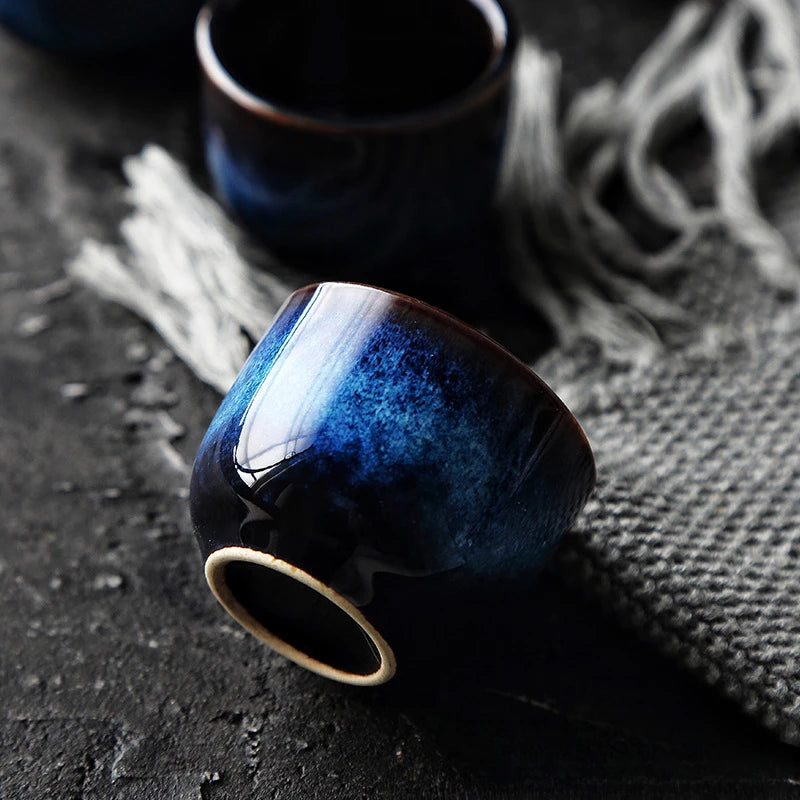 Retro Blue Japanese Sake Set (5-Piece)