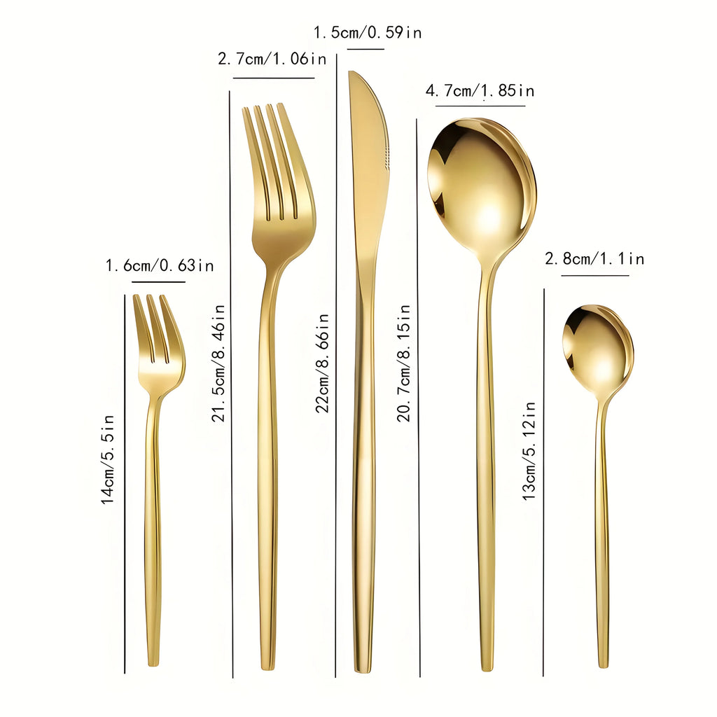 Luxury 30-Piece Stainless Steel Cutlery Set – Golden & Silver Flatware Collection